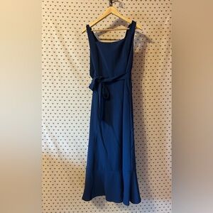 Chic Navy Midi Dress with Belt